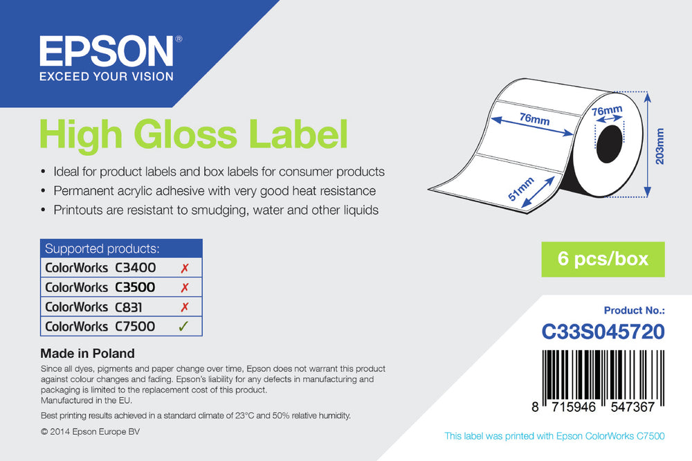 Epson labels C33S045720