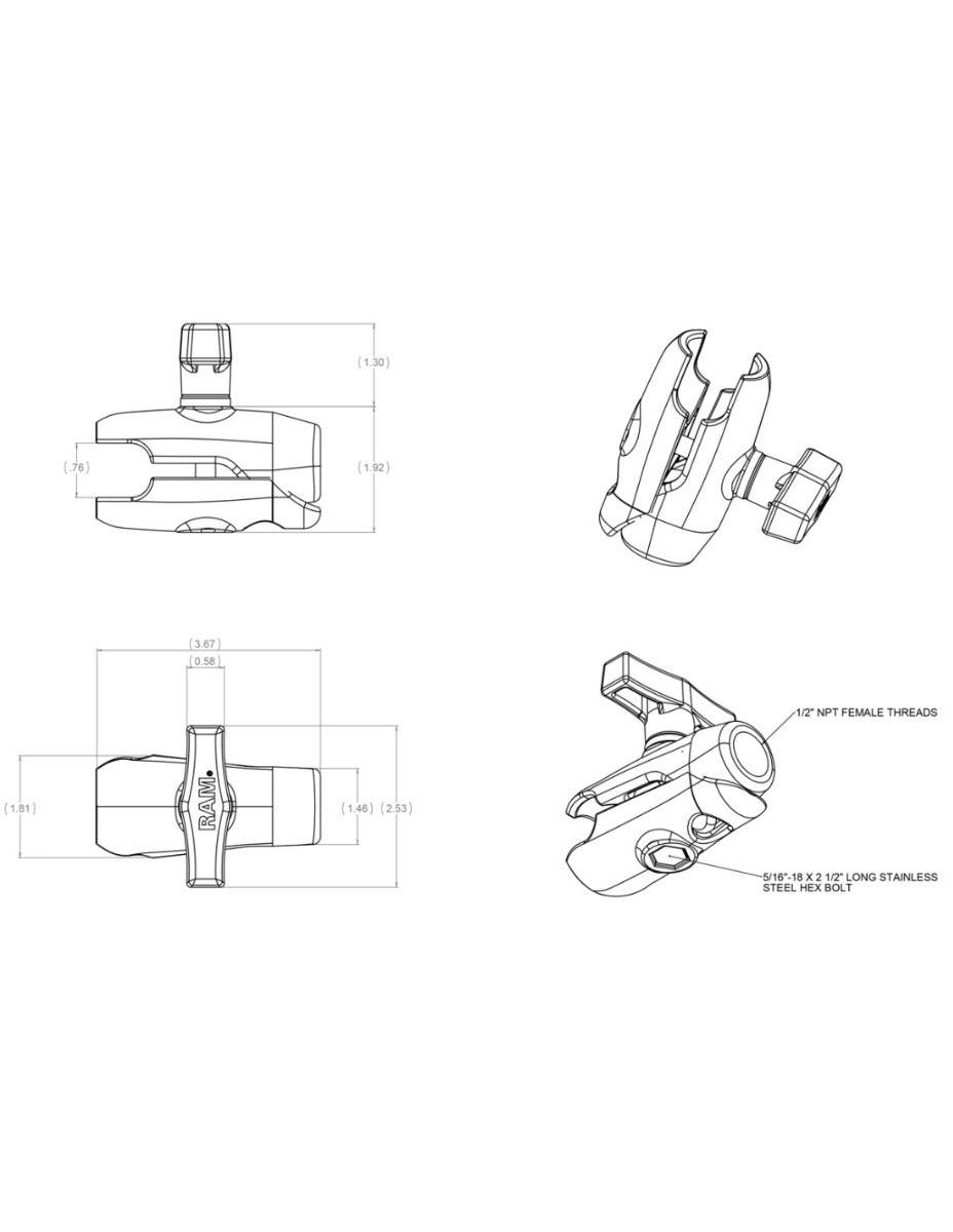 RAM Mounts Socket Arms (size: C) RAM-200-1U