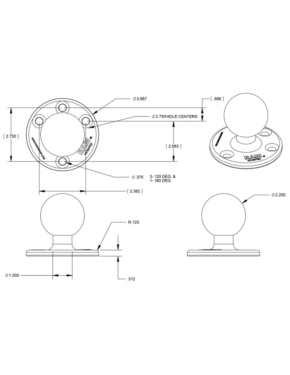 RAM Mounts base (size: D) RAM-D-202U