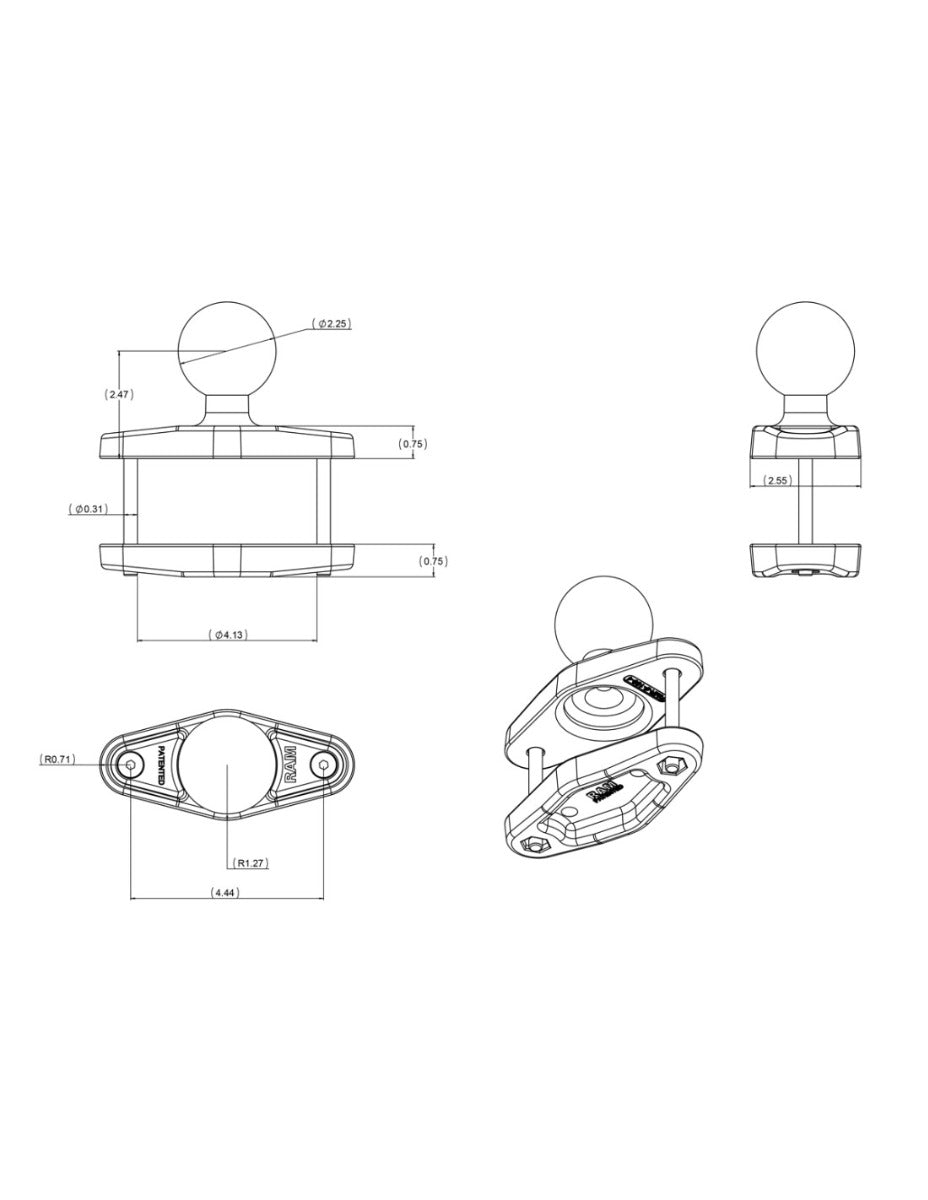 RAM Mounts base (size: D) RAM-D-247U-4